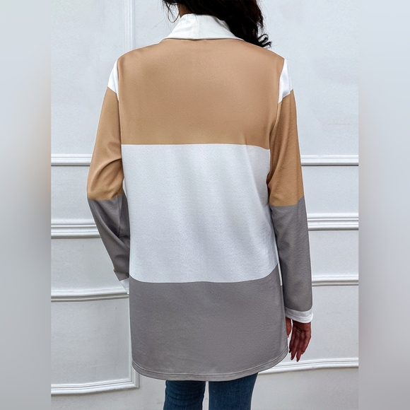 Color Wave Open Front Cardigan - Gray - Picture 3 of 5